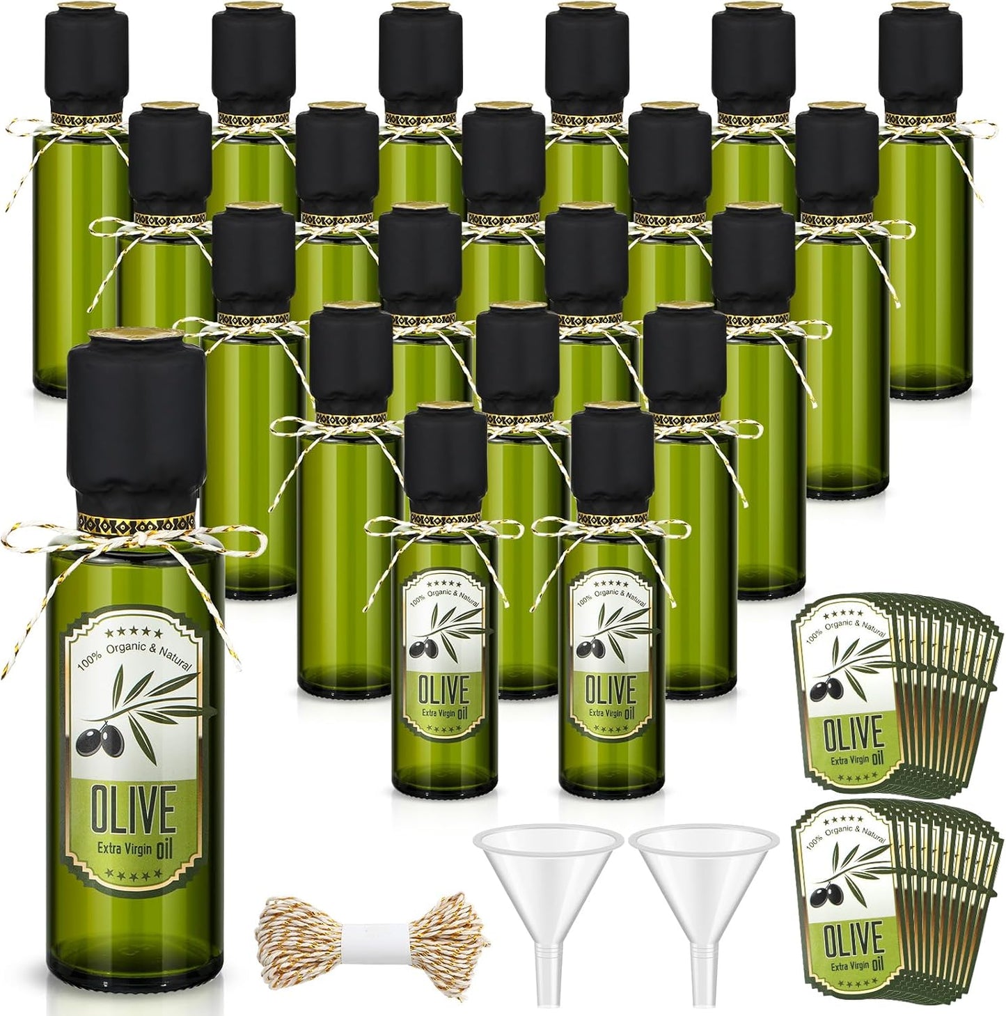 20 Pcs 4 oz Mini Glass Olive Oil Bottles for Kitchen Use