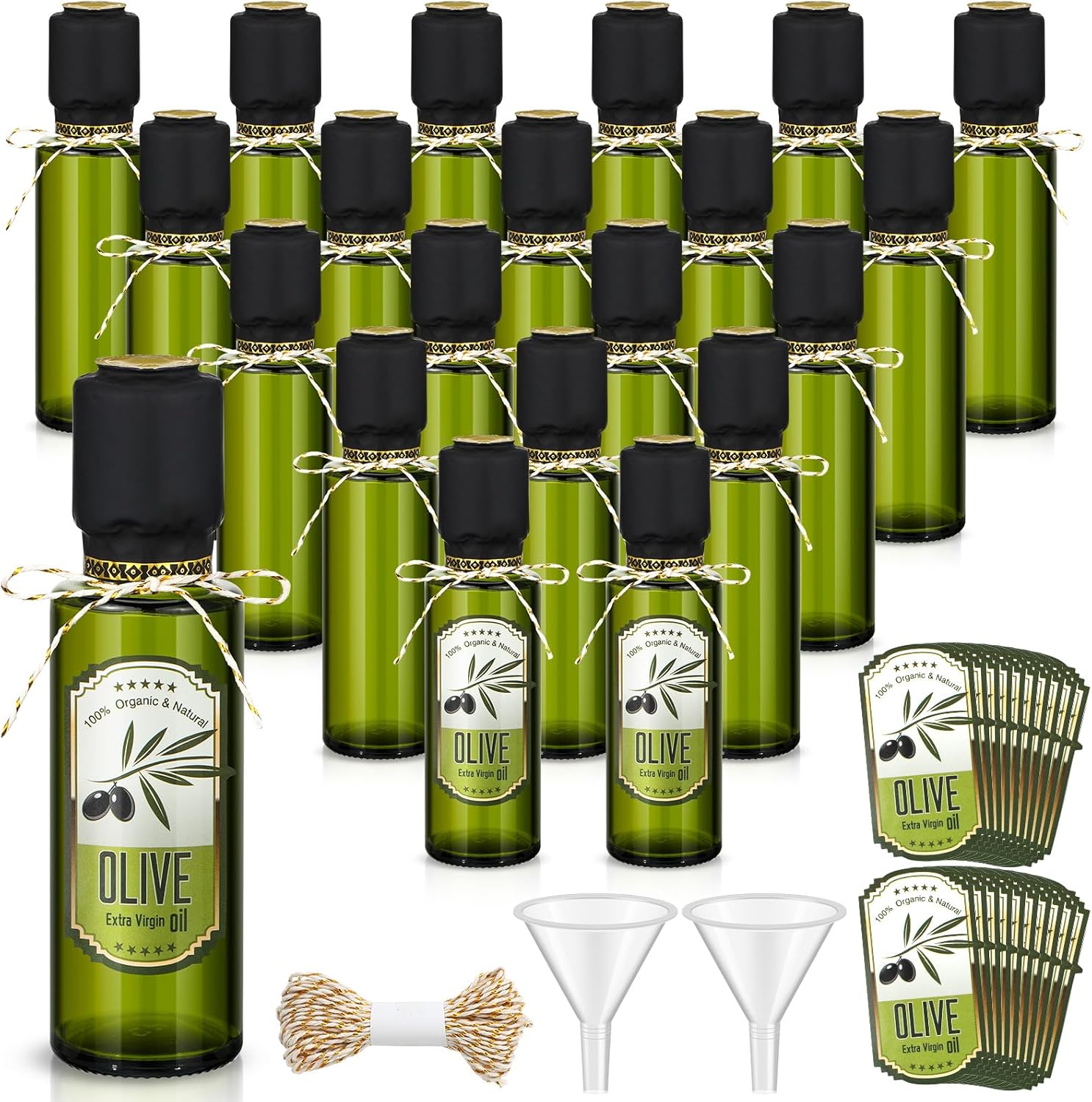 20 Pcs 4 oz Mini Glass Olive Oil Bottles for Kitchen Use