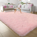 Keeko Fluffy Pink Area Rug 6x9 - Soft High Pile Bedroom Rug