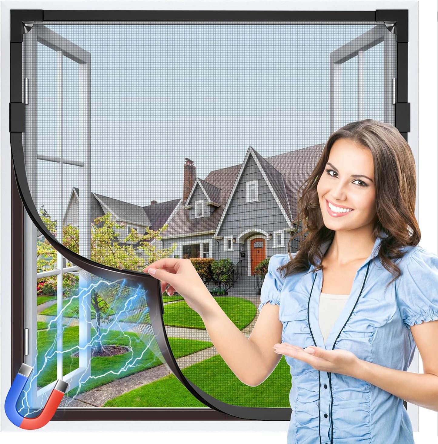 Adjustable Magnetic Window Screen Replacement for Home Windows