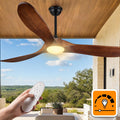 52 in Outdoor Ceiling Fan with Light and Remote - Dimmable Walnut