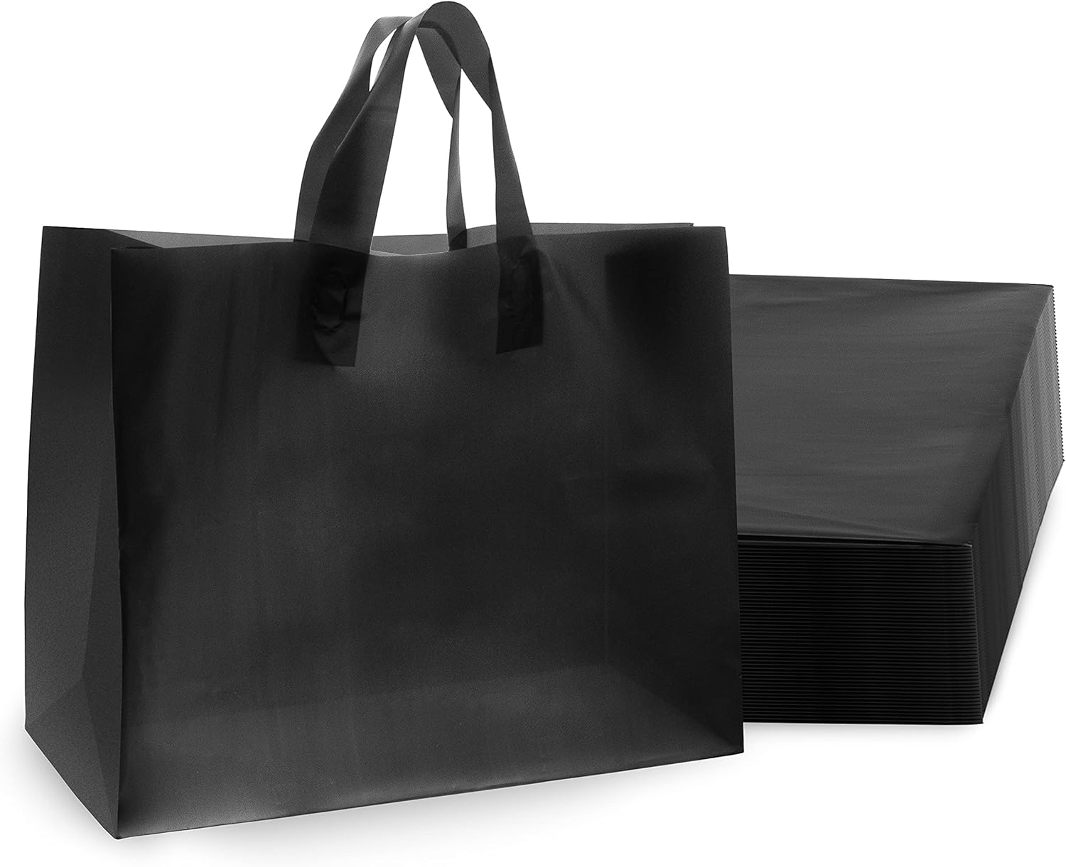 Durable Frosted Black Plastic Shopping Bags for Small Business