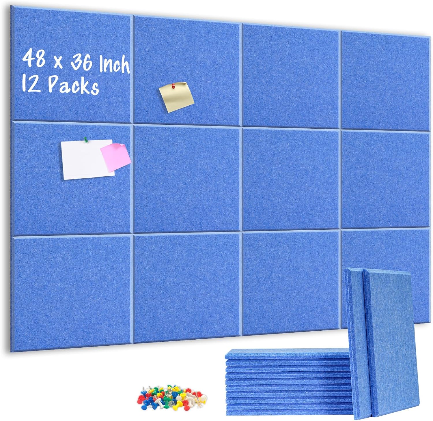 Large Cork Board for Wall - 48in x 36in Bulletin Board Tiles