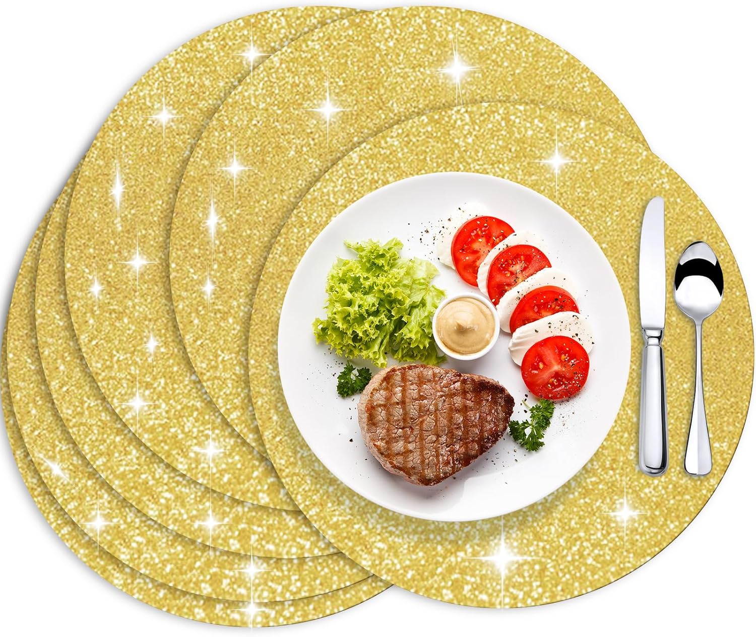 Sparkling Gold Glitter Placemats - 50 Pcs
