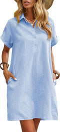 Zeagoo Womens Cotton Shirt Dress Summer Casual Button Down - Easy