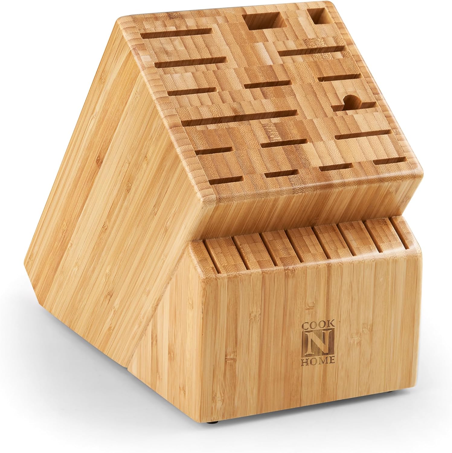 Cook N Home Bamboo Knife Storage Block with 25 Slots for Kitchen