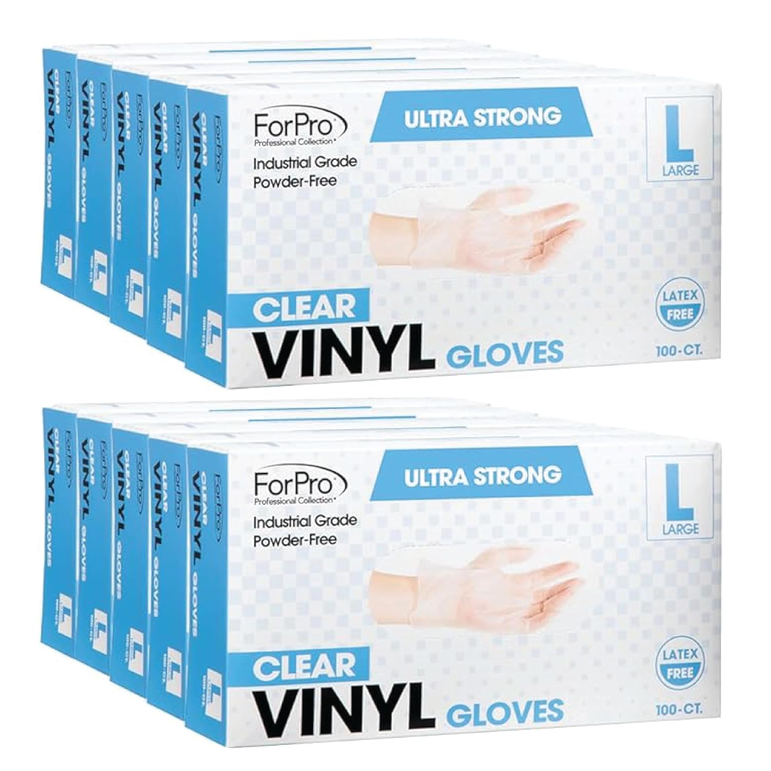 ForPro Disposable Vinyl Gloves - Industrial Grade, Food Safe