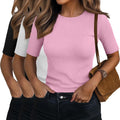 Riyiper 3 Pack Women's Half Sleeve Tops - Slim Ribbed Cotton Tees