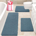 Extra Large Haze Blue Bathroom Rug Set 3 Piece - Ultra Soft Chenille