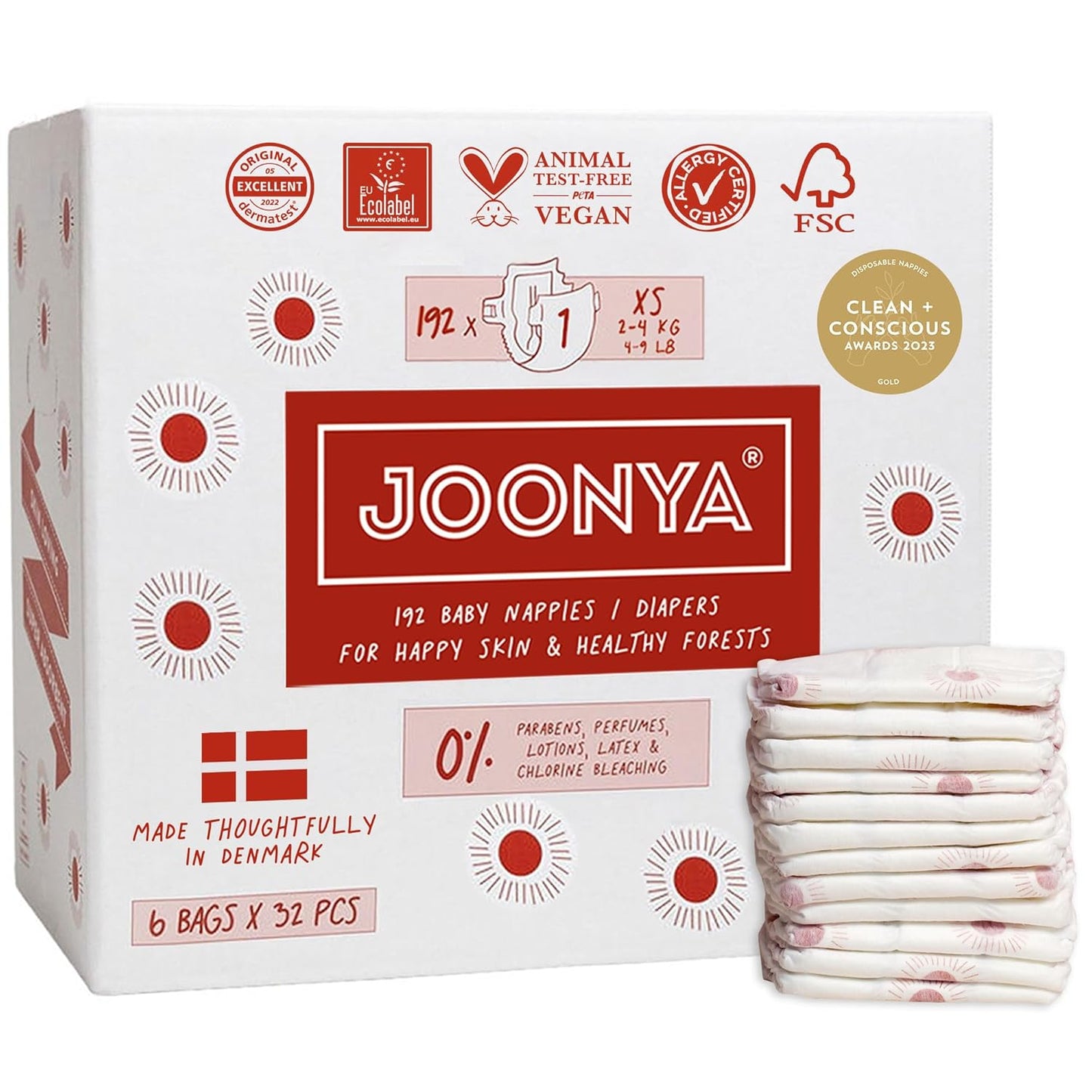 Joonya Baby Diapers Size 1 XS - Eco-Friendly & NonToxic