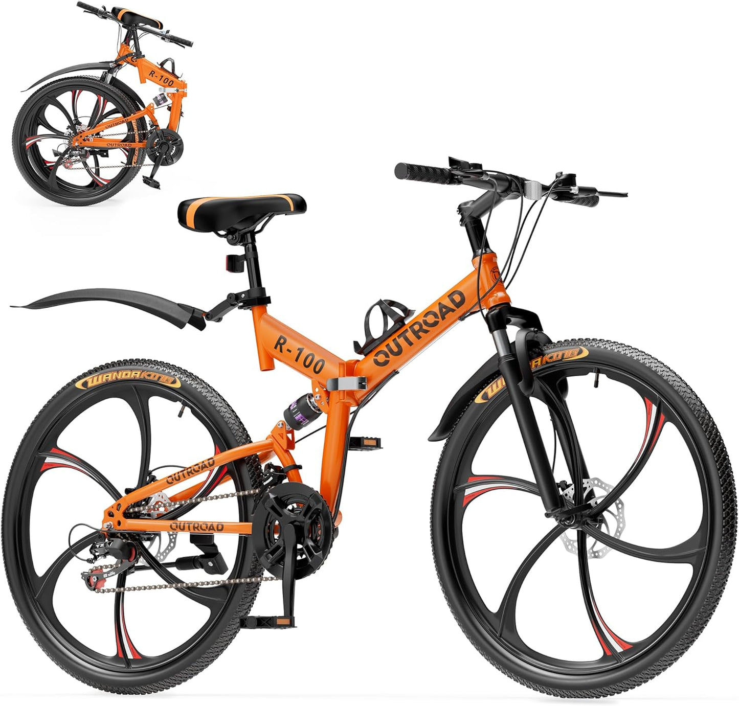 26 Inch Adult Folding Bikes with Full Suspension and 21 Speeds