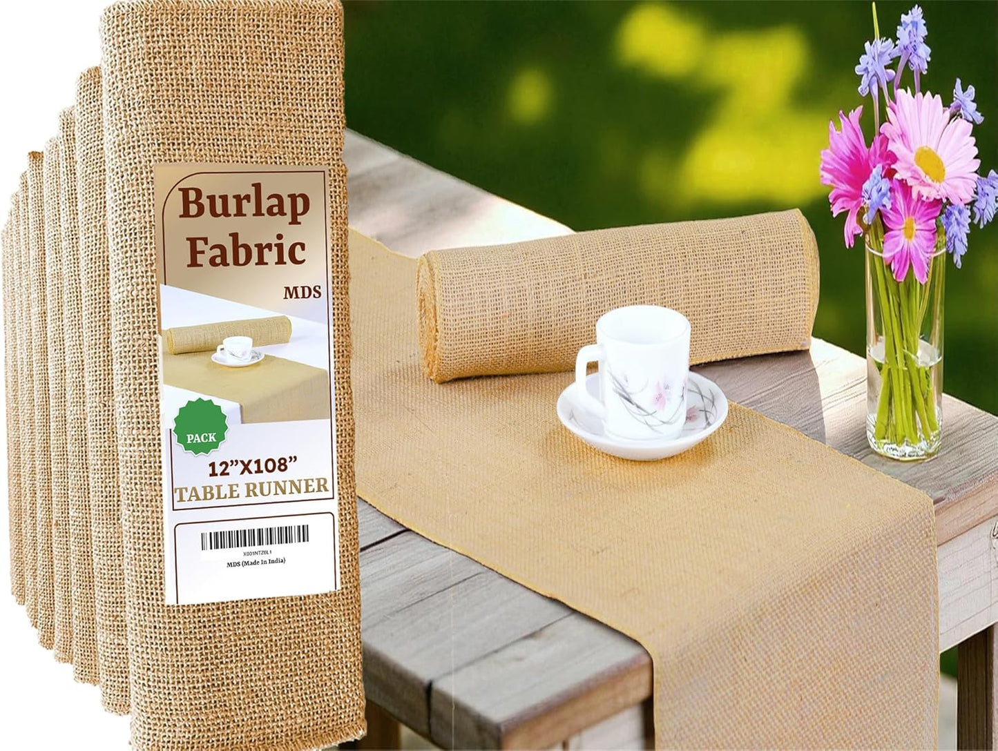 MDS Halloween Natural Burlap Table Runners for Spooky Decor