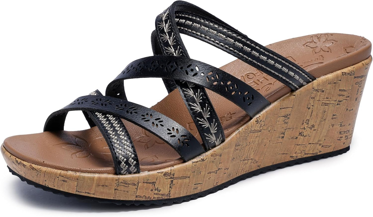 Skechers Women's Beverlee-Tiger Posse Wedge Sandal for Comfort