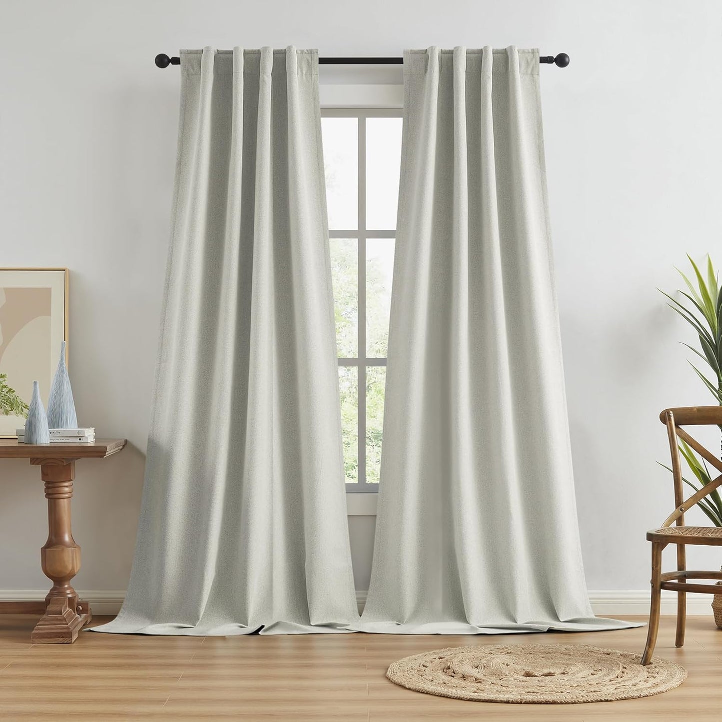 KEQIAOSUOCAI Greyish Beige Blackout Curtains for Comfort