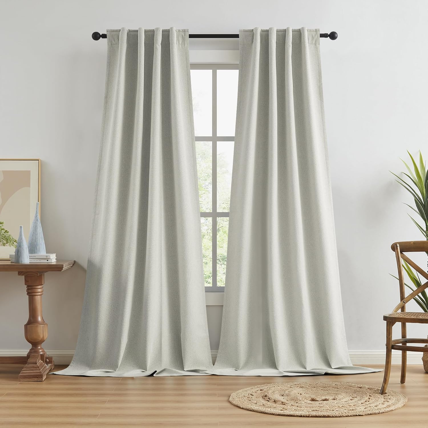 KEQIAOSUOCAI Greyish Beige Blackout Curtains for Comfort
