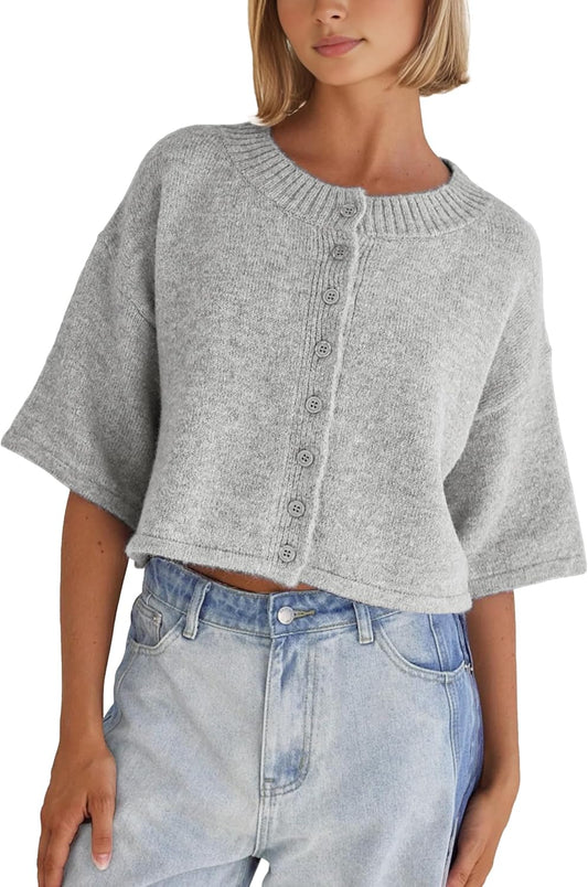 Springrain Lightweight Knit Cropped Cardigan for Women