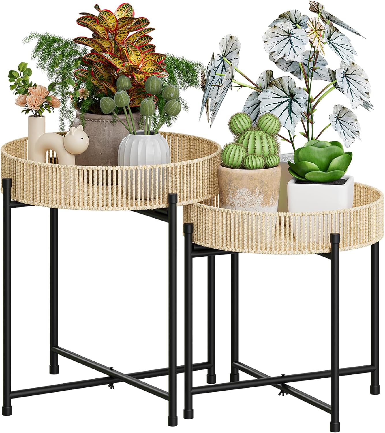 Bamworld Plant Stands Set of 2 for Indoor and Outdoor Use