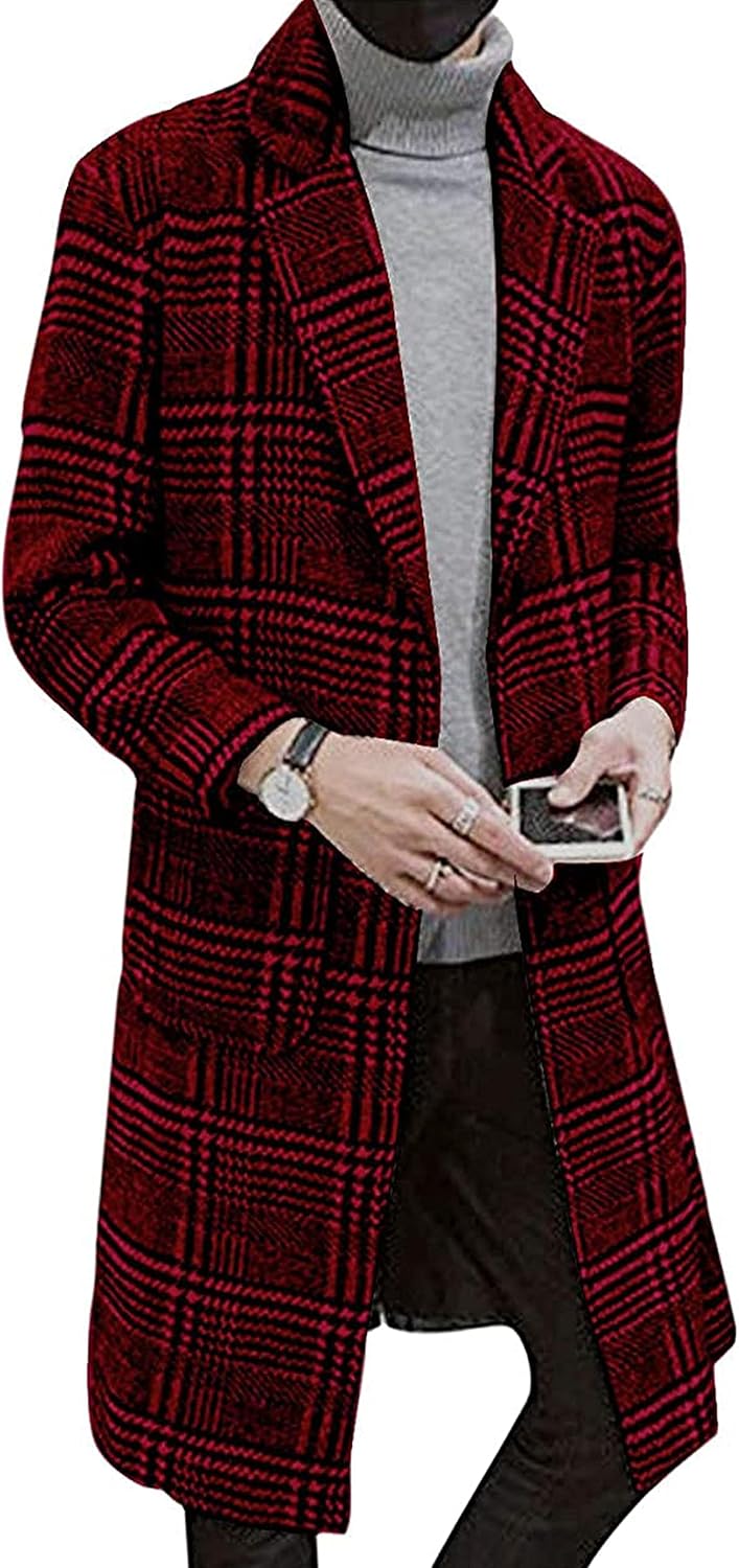 Springrain Men's Wool Blend Pea Coat for Stylish Winter Wear