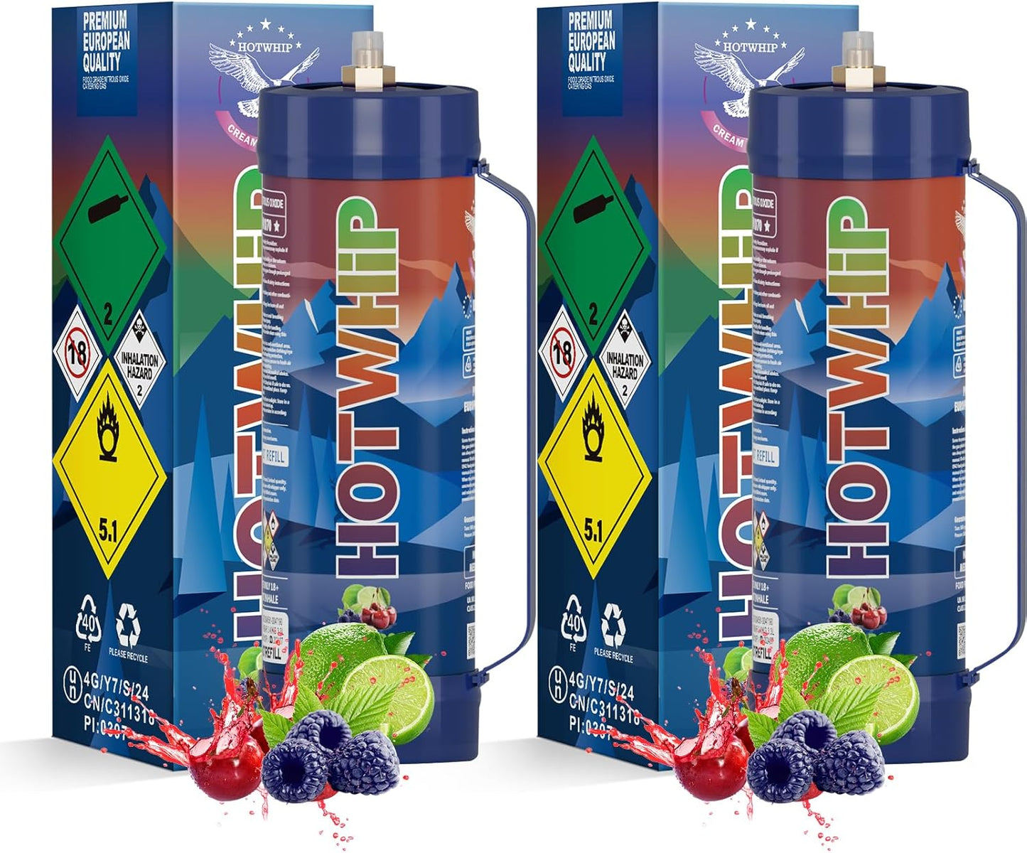 Whipped Cream Charger 3.3L Tank with Bombpop Flavor - 2 Pack
