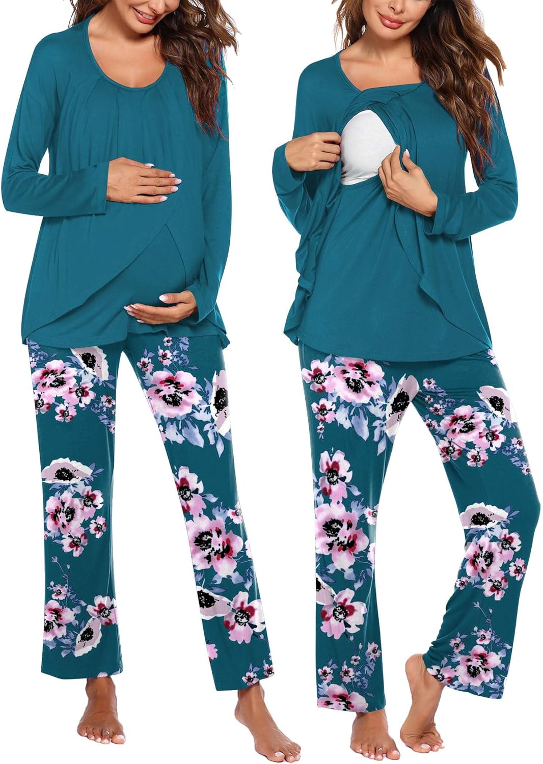 Ekouaer Maternity Nursing Pajama Set for Comfortable Sleepwear