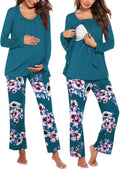 Maternity Nursing Pajama Set for Women - Long Sleeve Double Layer