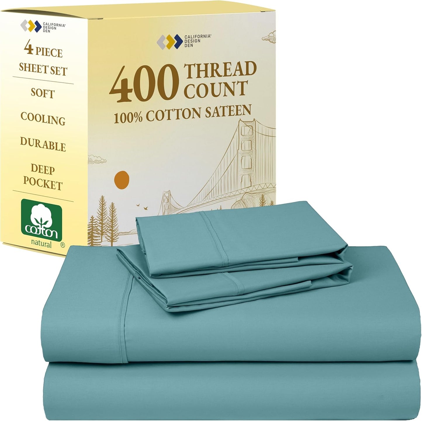 California Design Den Full Size Bed Sheets Set - Soft 400 Thread Count
