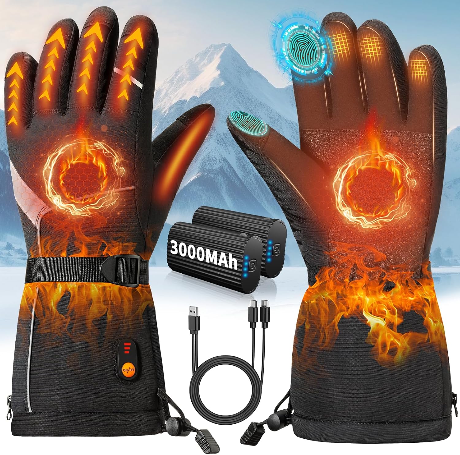 Heated Gloves for Men Women - Rechargeable Electric Gloves