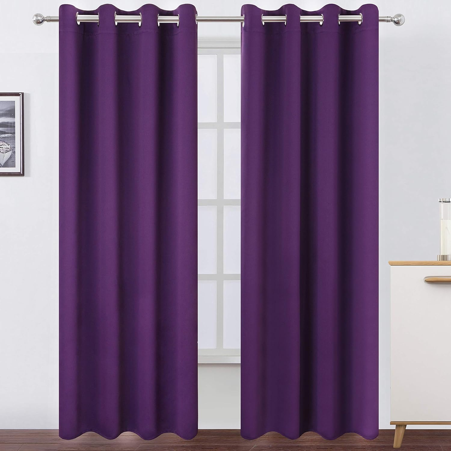 LEMO Purple Thermal Blackout Curtains for Room Darkening Needs