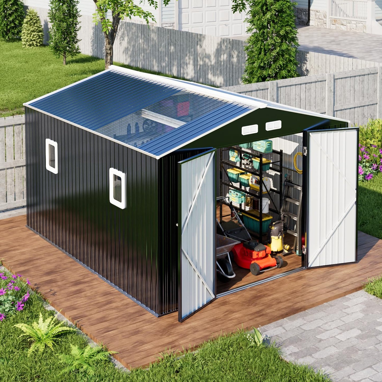 Metal Shed 10x12 Reinforced Outdoor Storage for Garden Use