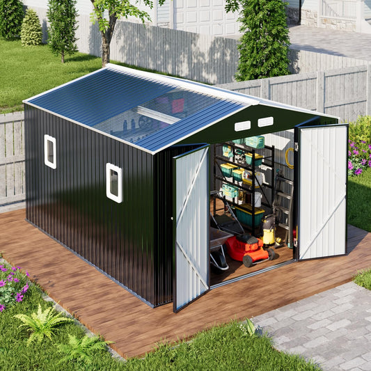 Metal Shed 10x12 Reinforced Outdoor Storage for Garden Use