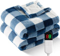 Electric Heated 62x84 Sherpa Buffalo Plaid Twin Blanket - Fast Warmth