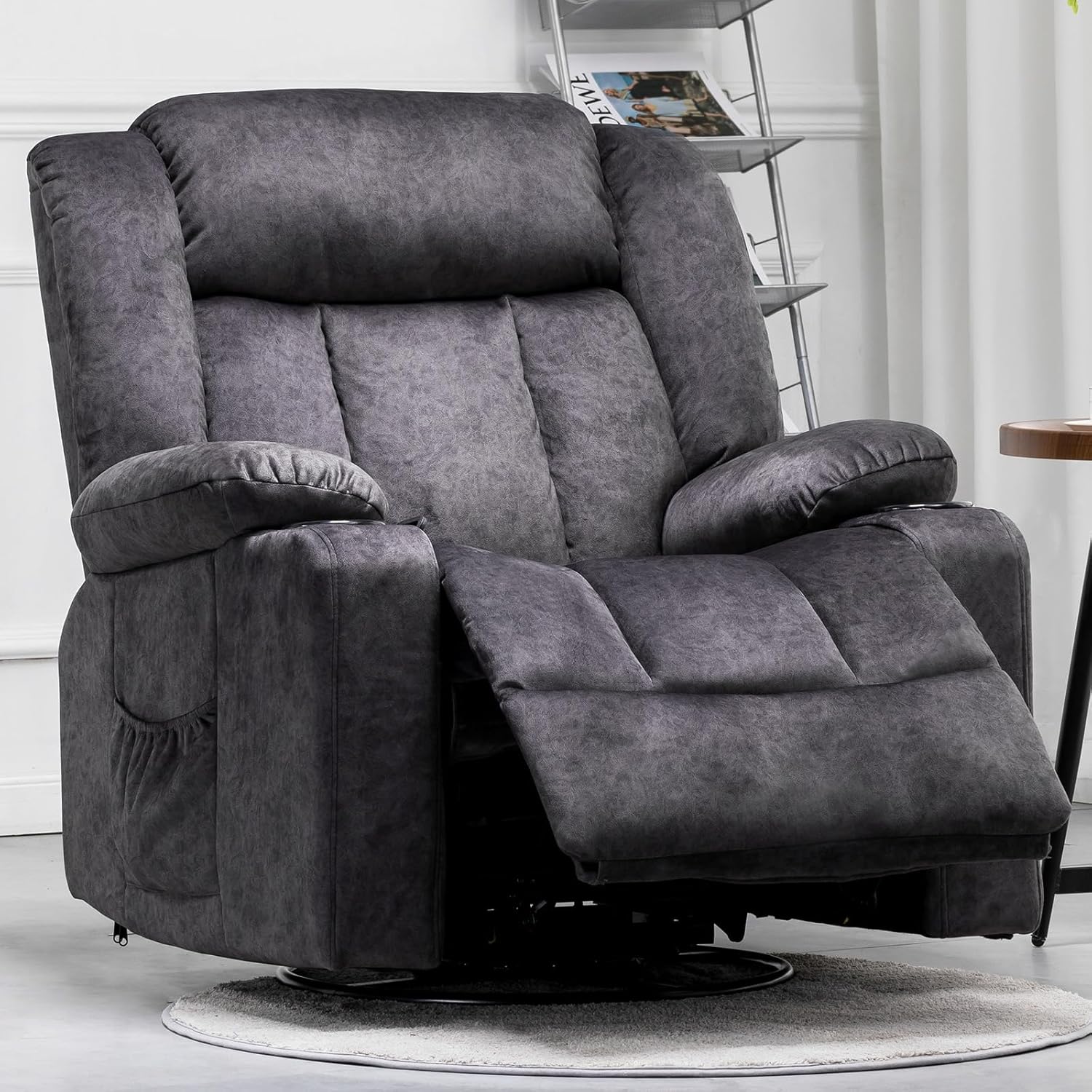 360 Swivel Recliner Rocker with Cup Holders - Gray