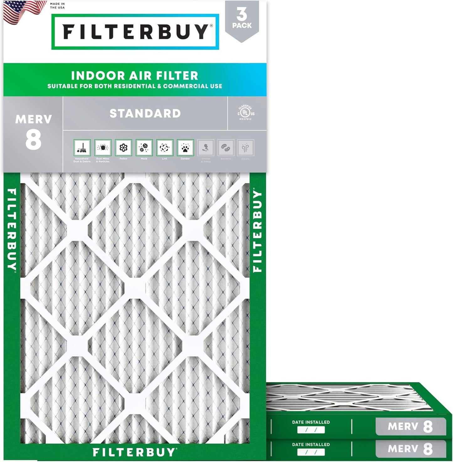 Filterbuy 14x24x1 Air Filter MERV 8 for Dust & Allergy Defense