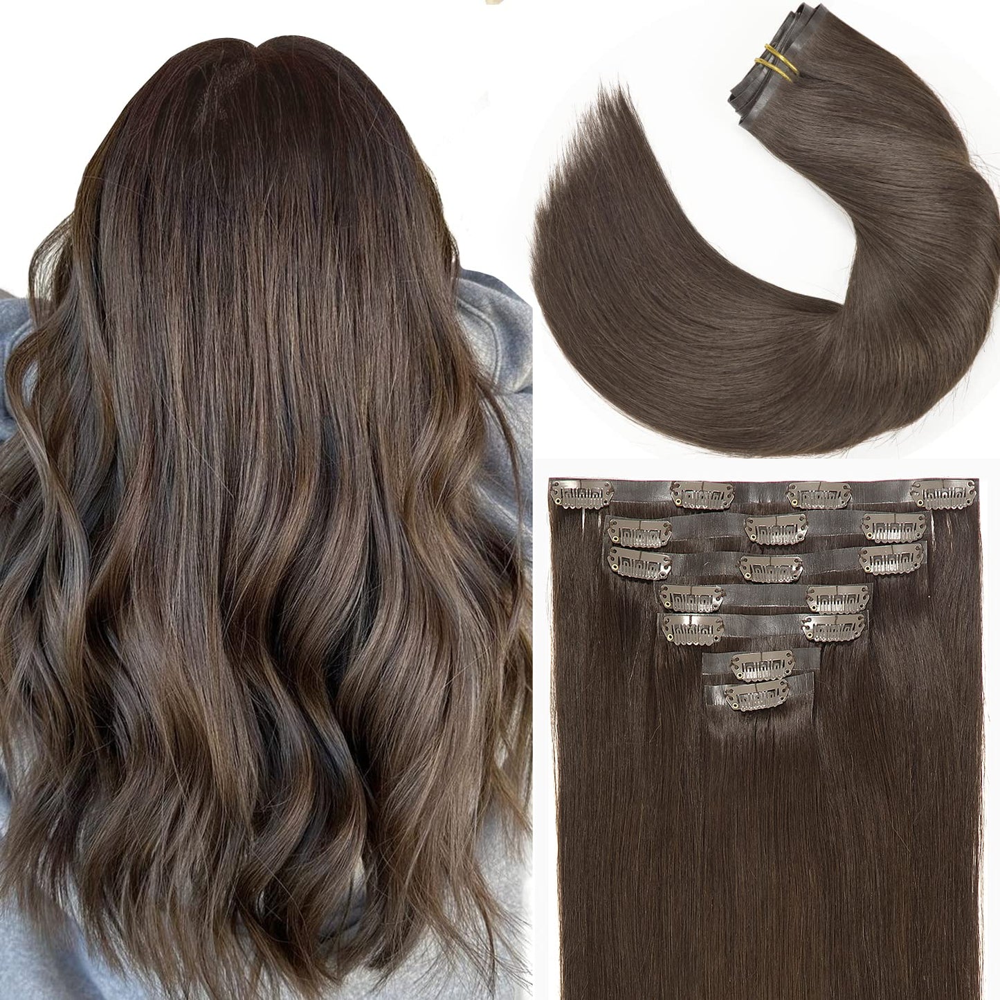 Lacer Hair Extensions Real Human Hair Seamless Clip Ins 16 Inch