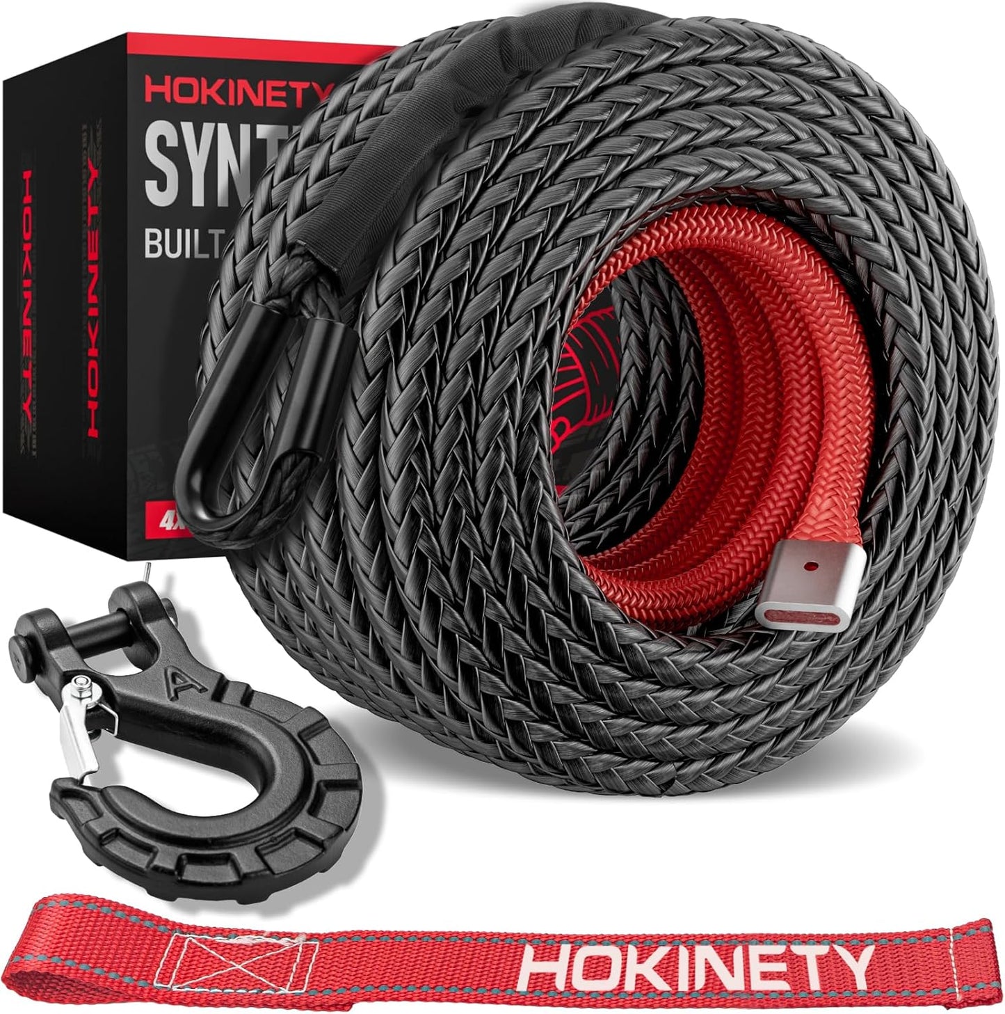Synthetic Winch Rope Kit for Off-Road Vehicles - 1/2in x 100ft Tough