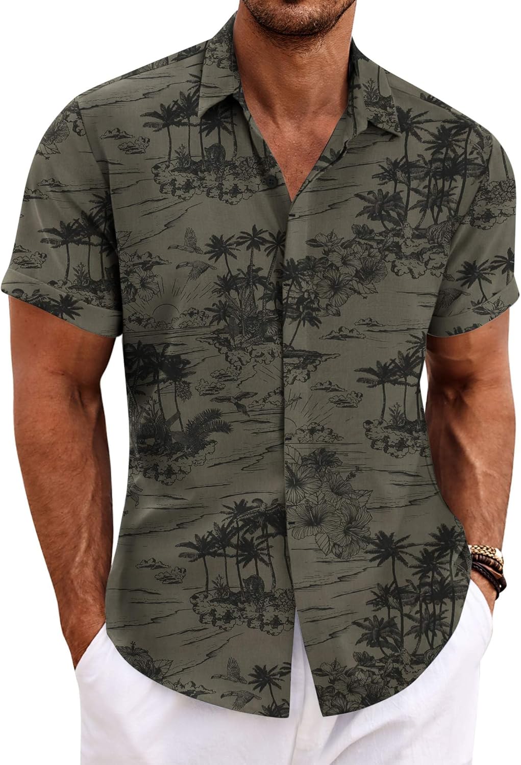 COOFANDY Men's Linen Shirts for Casual Summer Beach Style