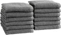 Grey Washcloth 12-Pack 13x13 Wash Cloth - Soft, Absorbent Face Towels