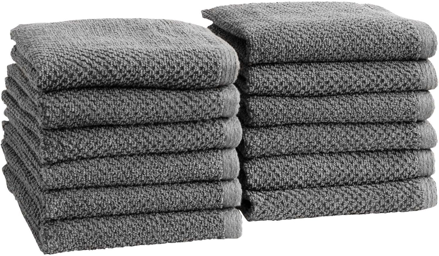 Grey Washcloth 100% Cotton 12-Pack for Absorbent Face Towels