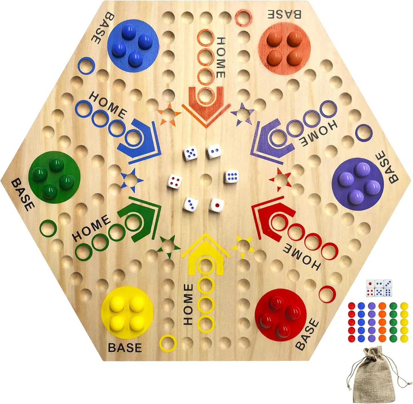 Wooden Board Game Original Marble Game for 2 to 6 Players