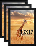 13x17 Picture Frame Set of 3 - Black Wooden Poster Frames for Wall