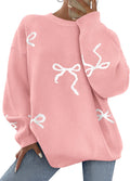 Fall Long Sleeve Pullover Sweaters for Women - Chunky Bow Knit