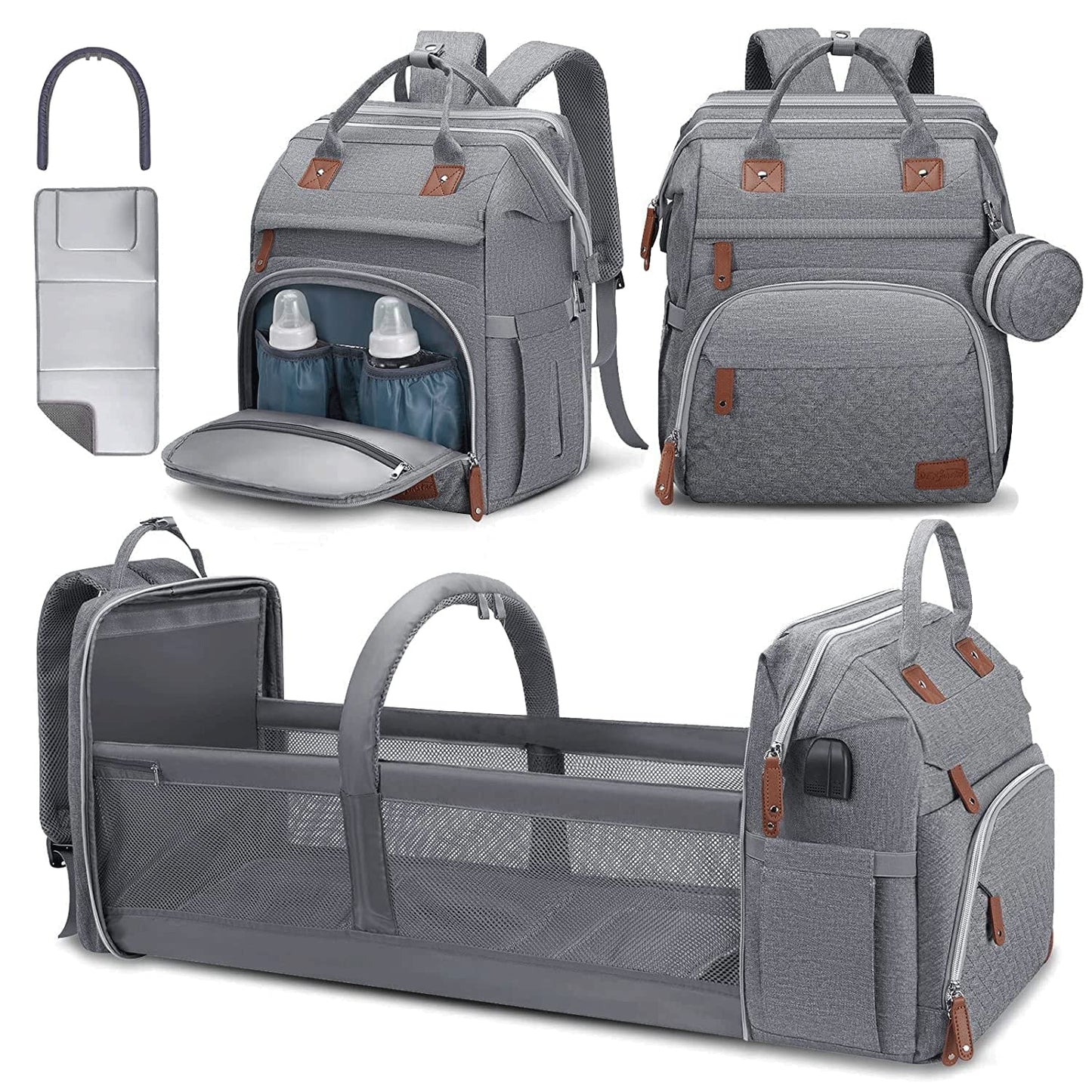Large Capacity Diaper Bag Backpack with Changing Pad & USB Port