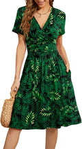 WEACZZY Women's Summer V-Neck Floral Casual Dress with Pockets beach