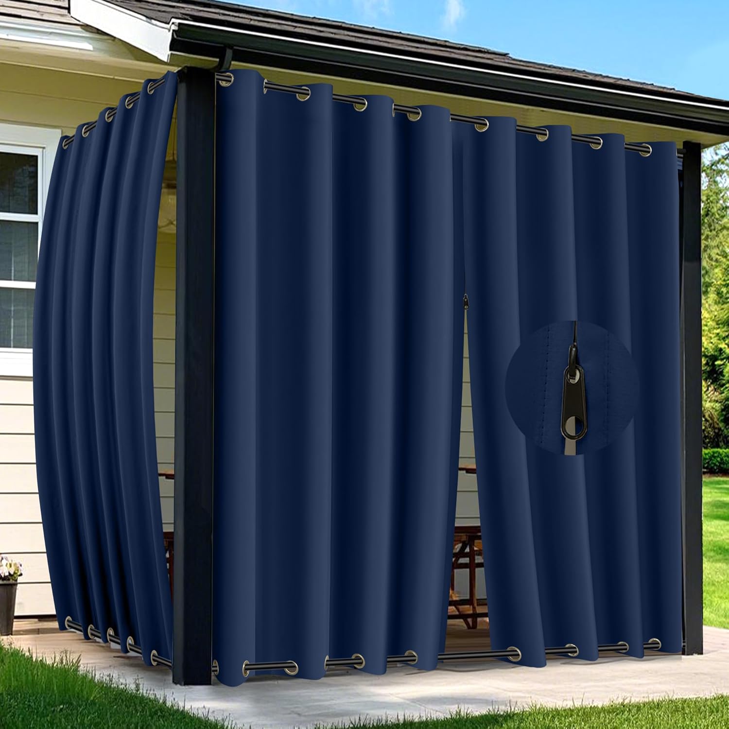 Outdoor Curtains for Patio Waterproof 84 inch Blackout Panels