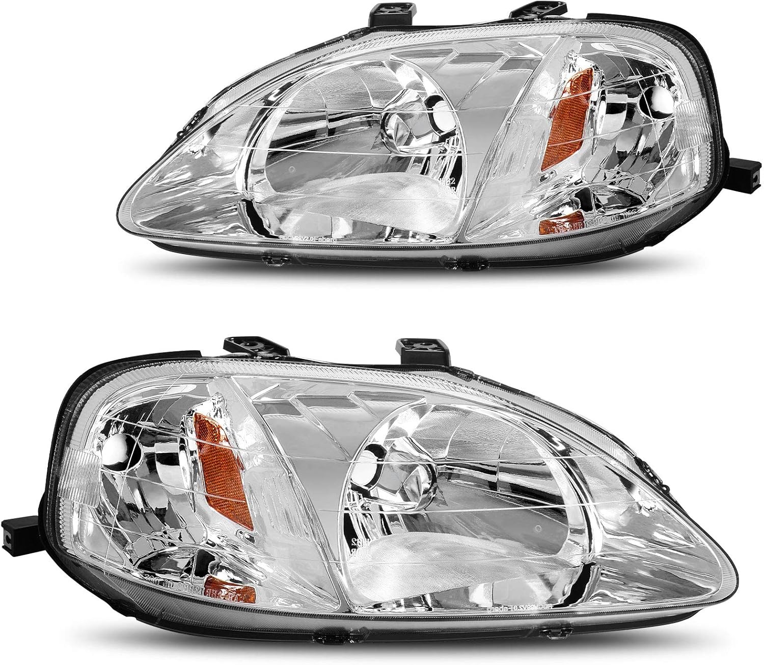 DWVO Headlight Assembly for 1999-2000 Civic - Chrome Housing