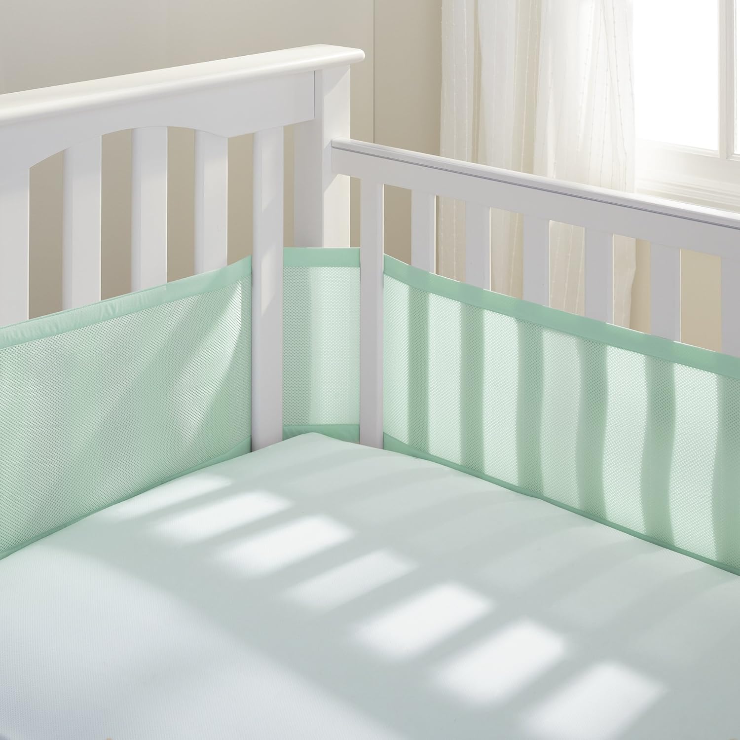 BreathableBaby Breathable Mesh Liner for Full-Size Cribs Mint Green