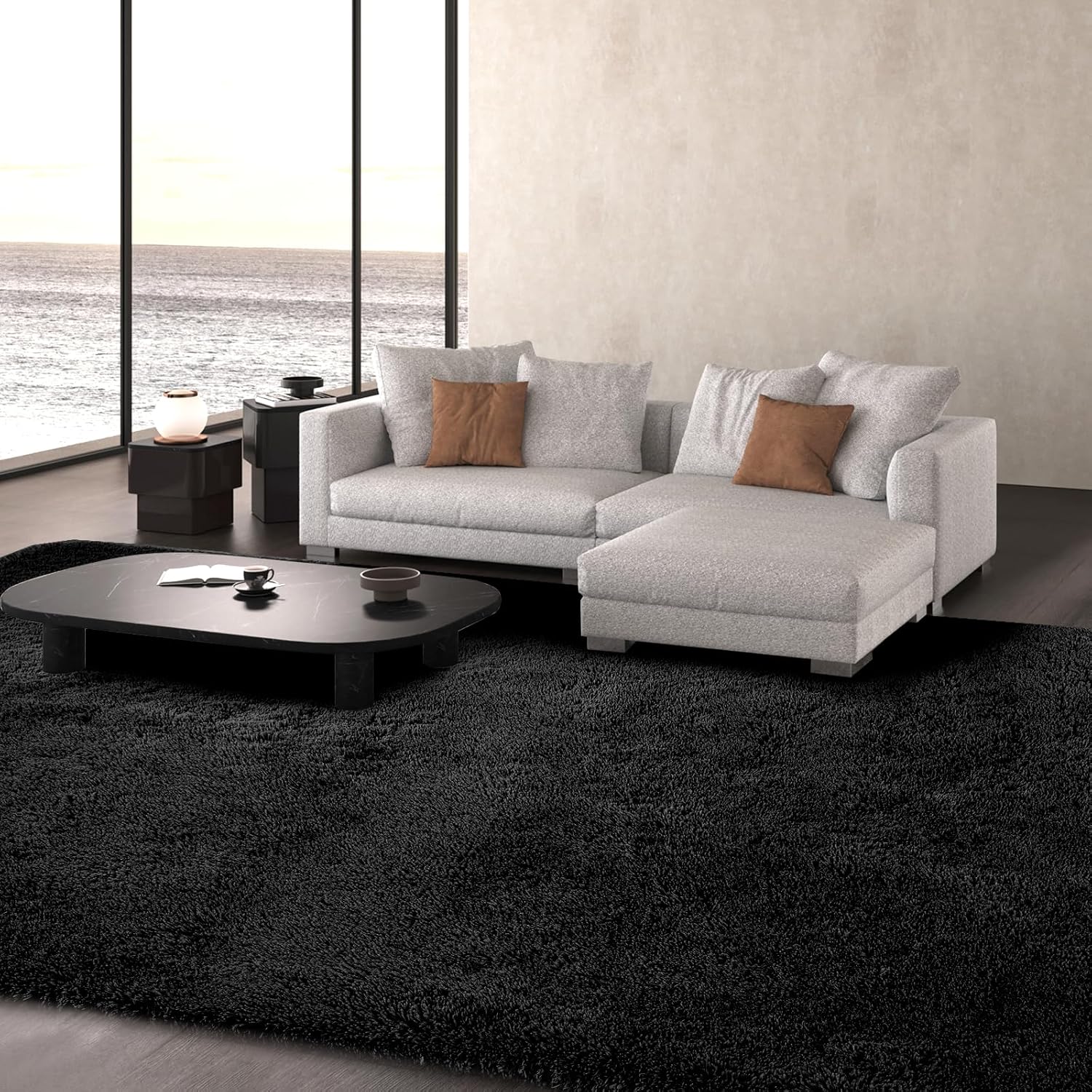 Large Rugs for Living Room 10x14: Black Extra Large Area Rugs