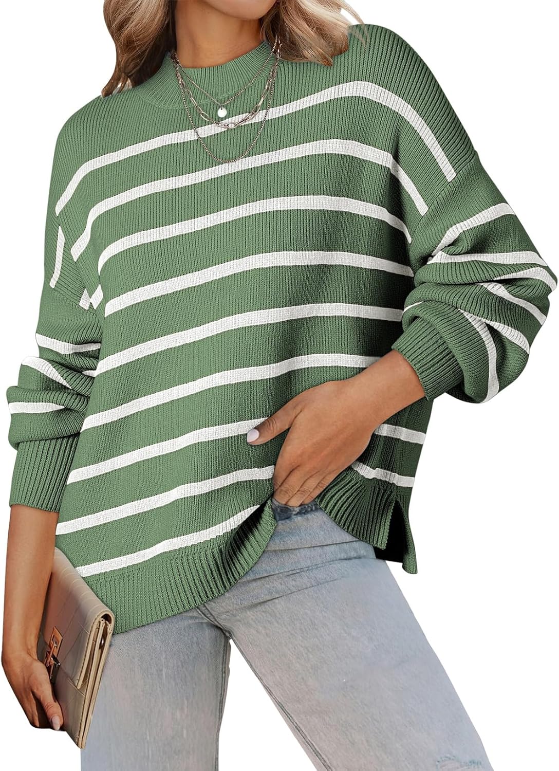 Dokotoo Womens Sweater 2025 Trendy Striped Casual Style