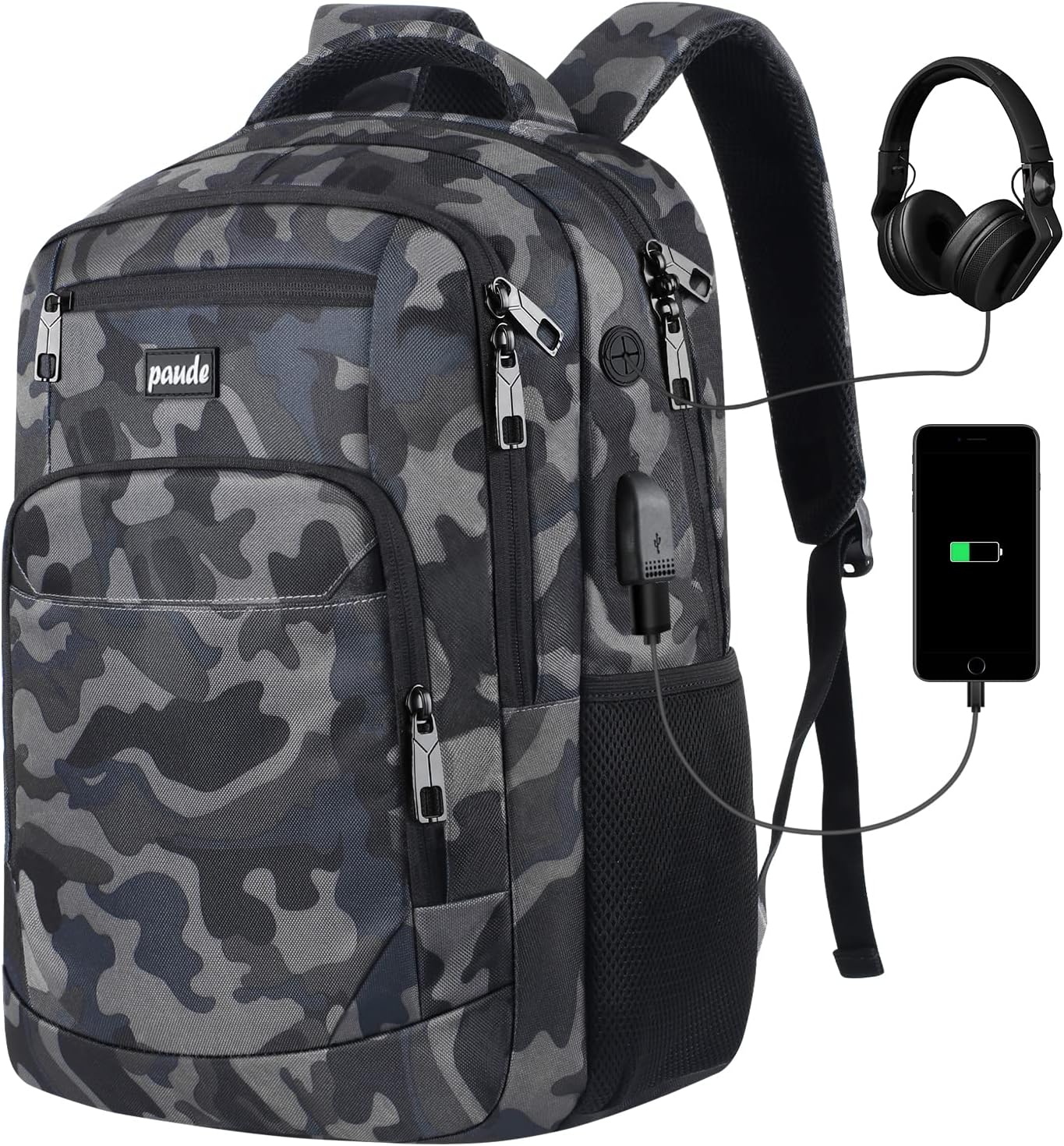 Paude Backpack for Men: Large Capacity School Bookbag with USB