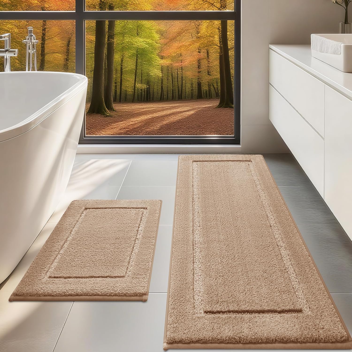 Ultra Soft Thick Plush Microfiber Bathroom Rugs Set for Comfort